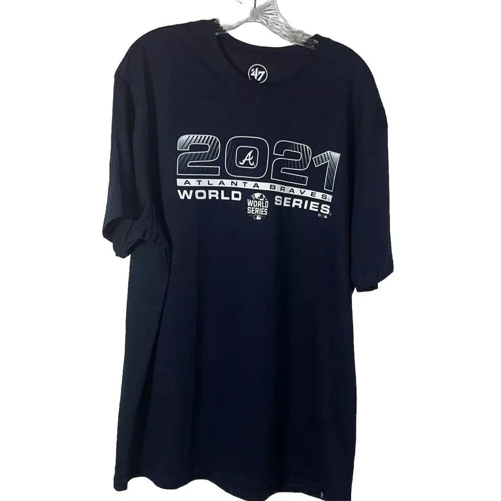 47 Atlanta Braves 2021 World Series Navy Blue Unisex T-shirt Size 2XL Sports